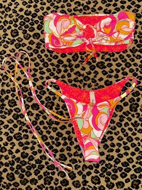 Maaji Floral Swirl Bikini Set in Pink, Orange, Mint, White
